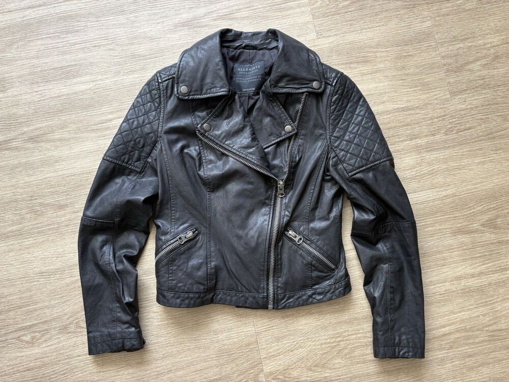 VTG Y2K AllSaints Men’s Spitalfields leather Moto Jacket Bomber Size M